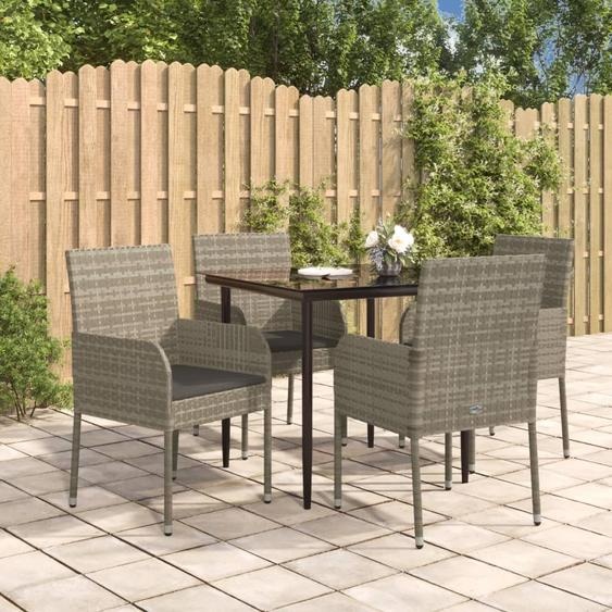 Meubles de jardin pratiques Balcon Ensemble de 5 pièces Salon de jardin avec coussins Noir et Gris Poly Rattan - Meubles de jardin ,meubles design 8840030 2parcel