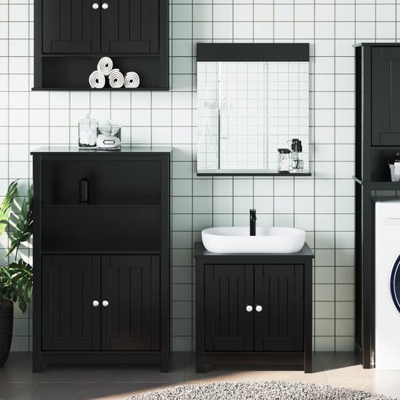 Meubles de salle de bain 3 pcs BERG noir bois de pin massif