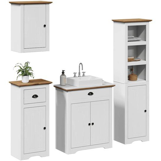 Meubles de salle de bain 4 pcs BODO blanc bois de pin massif