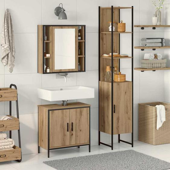 Meubles de salle de bain avec étagère Marron 33 x 33 x 185.5 cm