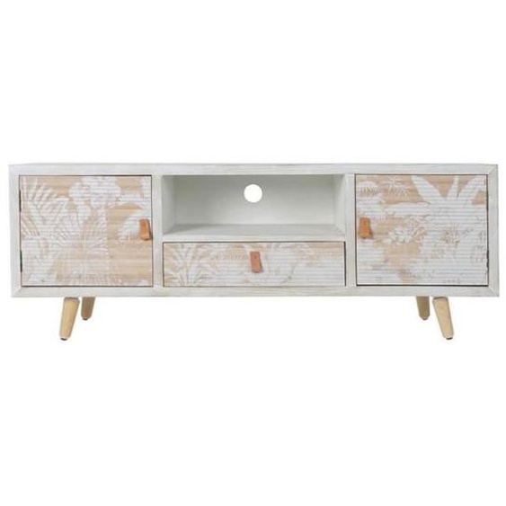 Meuble de télévision - LANA DECO - DKD Home Decor - Bois Bambou - Blanc - 140 x 40 x 51 cm