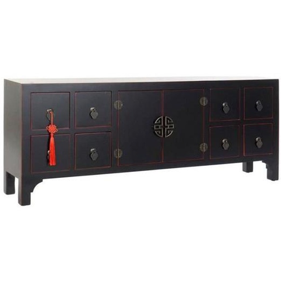 Meuble de télévision - LANA DECO - Thyann - Sapin Bois MDF - 130 x 24 x 51 cm - 2 Portes 8 Tiroirs