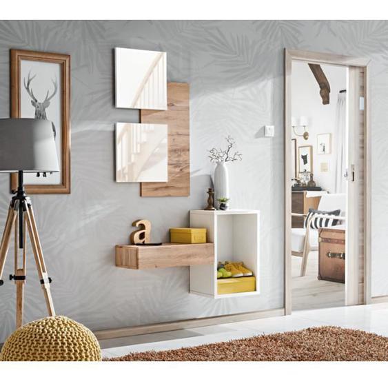 Meuble mural - AC-DÉCO - Easy I - L 100 x P 30 x H 170 cm - Marron et blanc - Contemporain
