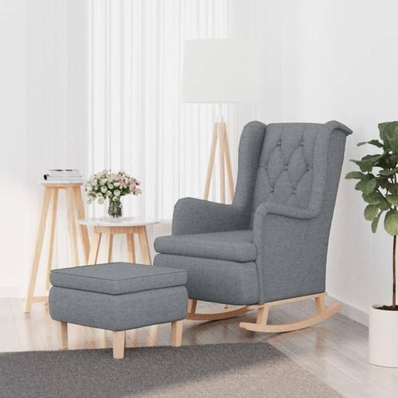 Meubles Fauteuil à bascule avec pouf Tissu gris clair - Fauteuil TV & Relax 3121272