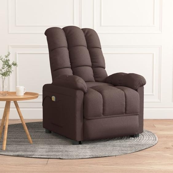 Meubles Fauteuil de massage Tissu brun foncé - Fauteuil de massage 342738