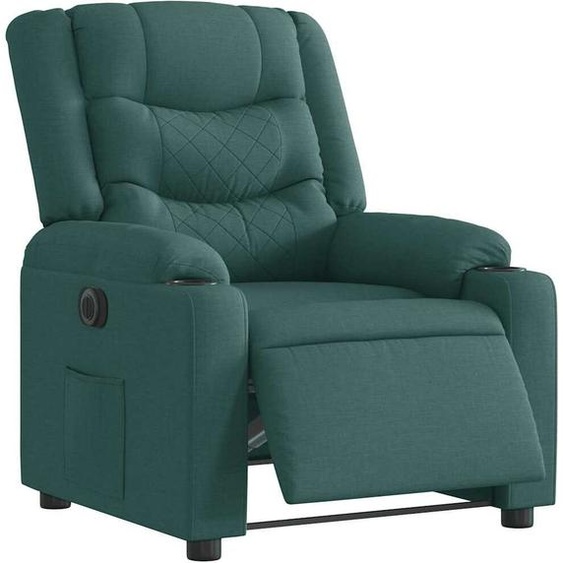 Meubles Fauteuil Relax Electrique Tissu Vert Foncé - Salon Fauteuil TV & Relax Design 2024 FR85112619