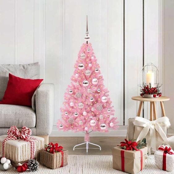 Meubles haut de gamme Arbre de Noël artificiel pré-éclairé Rose 120 cm PVC - 2440270