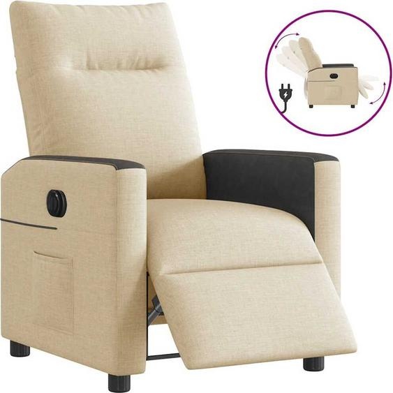 Meubles haut de gamme Fauteuil Relax Electrique Tissu Crème - Fauteuil TV jusquà 150 kg - 924040