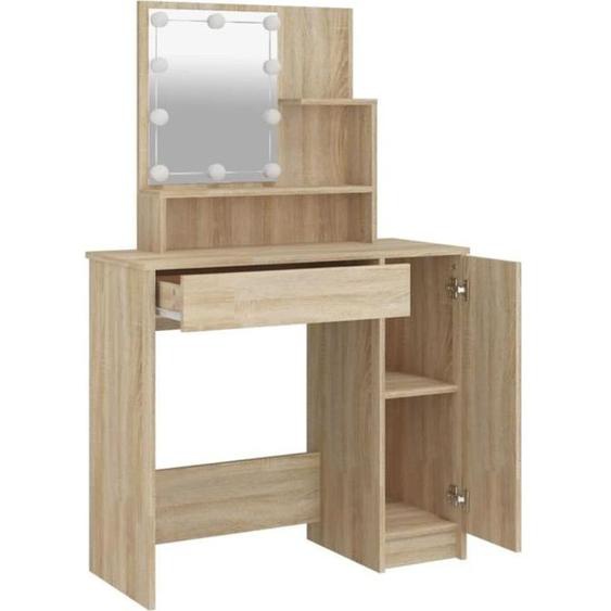 Meubles-lavabos - Coiffeuse avec LED Chêne sonoma 86,5x35x136 cm Mothinessto LY0093