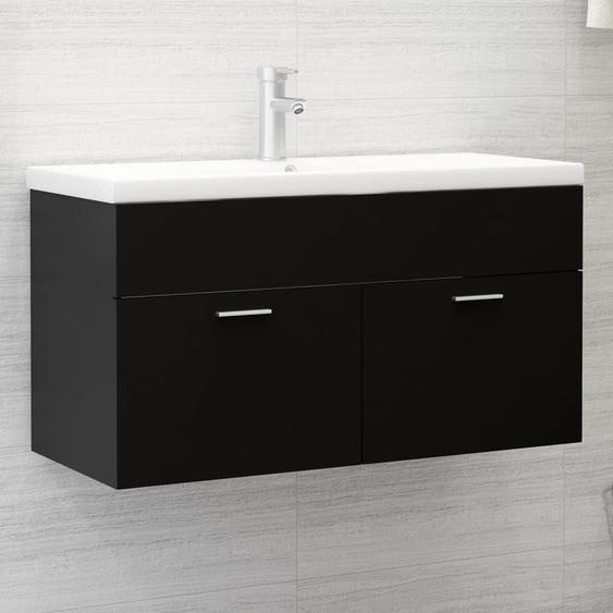 Meubles Meuble sous-lavabo avec vasques encastrées Noir Bois composite DE97123