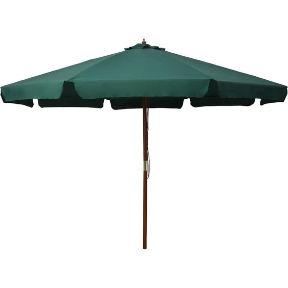 Meubles Parasol avec mât en bois 330 cm Vert - Voile dombrage 47213