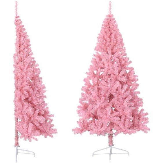 Meubles Semi-sapin de Noël artificiel avec support Rose 210 cm PVC 2025