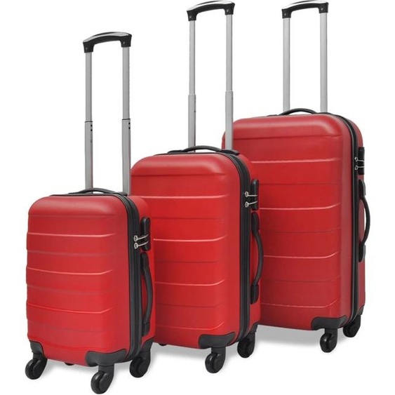 Meubles Set de 3 valises rigides Rouge 45,5/55/66 cm - Mallette à outils 91143