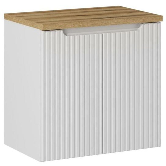Meubles suspendu sous vasques 2 portes  NOVA BLANC avec le plan OAK 60 CM