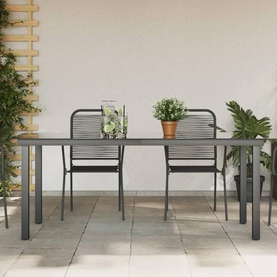 Meubles Table de jardin Noir 190x90x74 cm Aluminium et verre - Tables de jardin 42789