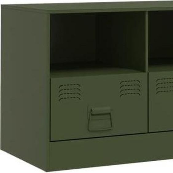 Meubles TV 2 pcs vert olive 67x39x44 cm acier