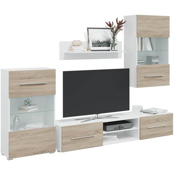 Meubles TV avec lumière LED 5pcs chêne sonoma bois dingénierie