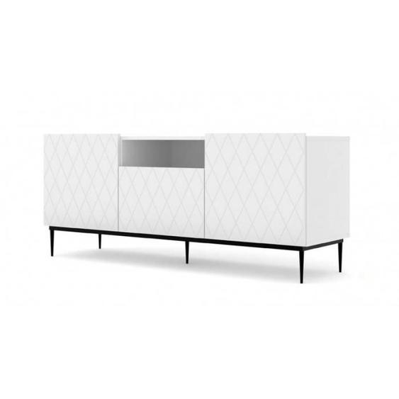 Meuble TV - AC-DÉCO - Diuna - 3 portes - Niche ouverte - Bois blanc mat