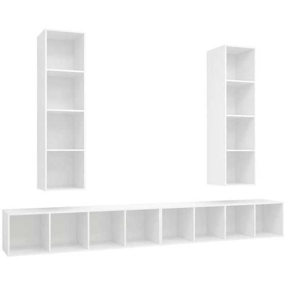 Meubles TV muraux 4 pcs. Blanc Bois composite
