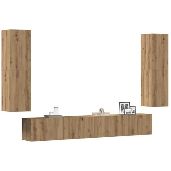 Meubles TV muraux 4 pcs chêne artisanal bois dingénierie