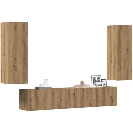 Meubles TV muraux 4 pcs chêne artisanal bois dingénierie