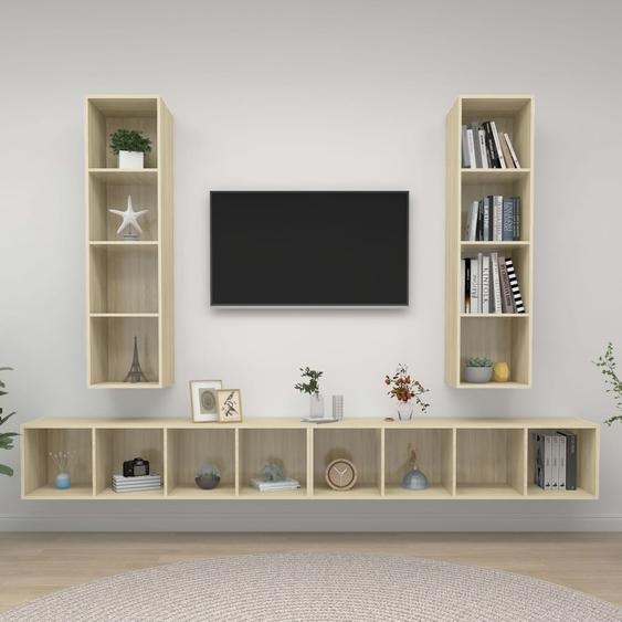 Meubles TV muraux 4 pcs Chêne sonoma Bois dingénierie