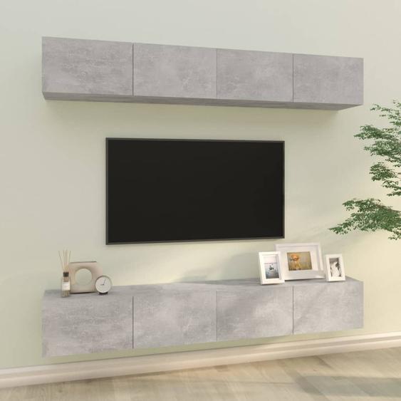 Meubles TV muraux 4 pcs Gris béton 100x30x30 cm