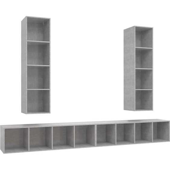 Meubles TV muraux 4 pcs. Gris béton Matériau dérivé du bois