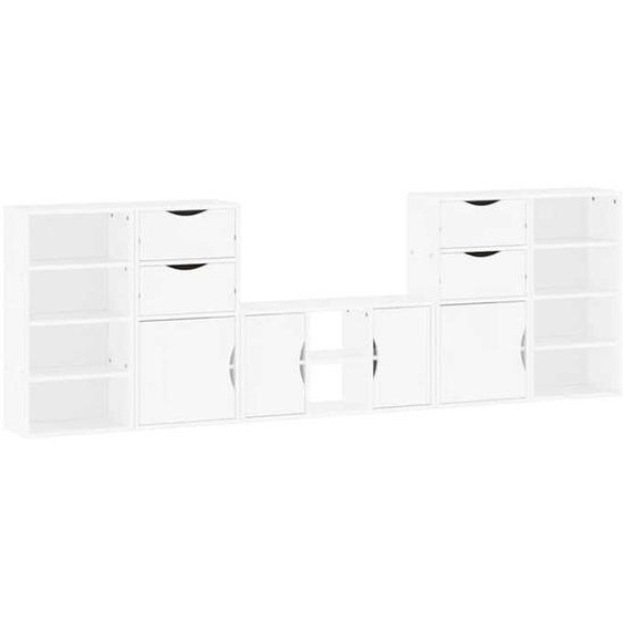 Meubles TV scandinave,armoires TV, 5 pcs, avec rangement ODDA blanc bois de pin massif,50 Kg 54830