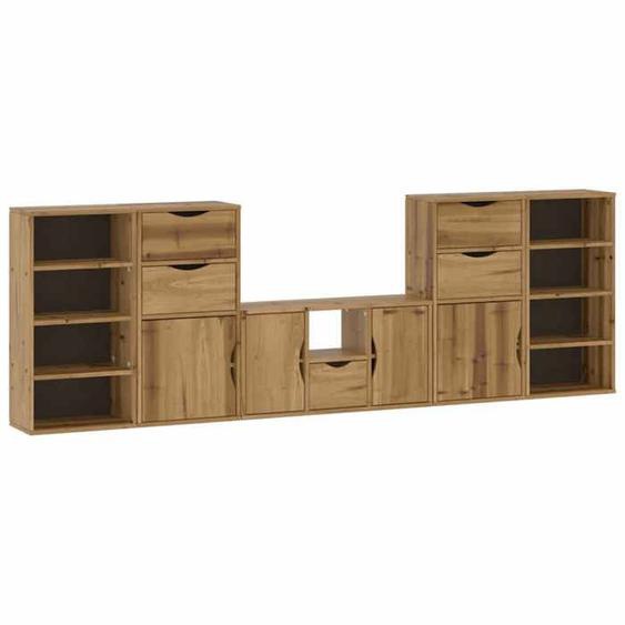 Meubles TV scandinave,armoires TV, 5 pcs, avec rangement ODDA bois de pin massif,50 Kg 68675
