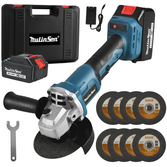 Meuleuse angulaire sans fil Ultrixe 21V Meuleuse Dangle Brushless, Vitesse à Vide 11000 r/min, convient à Ø100 mm, Deux 3AH Batterie et Chargeur,