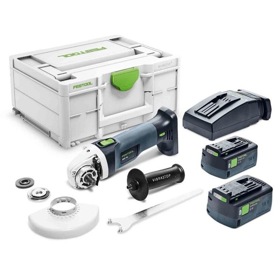 Meuleuse dangle 18V AGC 18-125 5,0 EBI-Plus + 2 batteries 5Ah + chargeur en coffret Systainer SYS3 - FESTOOL - 577700
