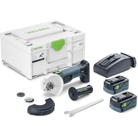 Meuleuse dangle 18V AGC 18-125 5,0 Ebi-Plus + 2 batteries 5Ah + chargeur rapide + coffret SYSTAINER - FESTOOL - 578368