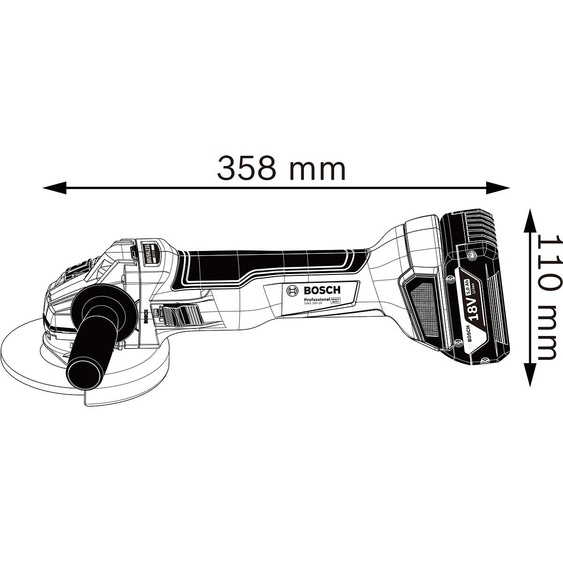 Meuleuse dangle 18V GWS 18V-10 solo (sans batterie ni chargeur) en boite carton - BOSCH - 06019J4002
