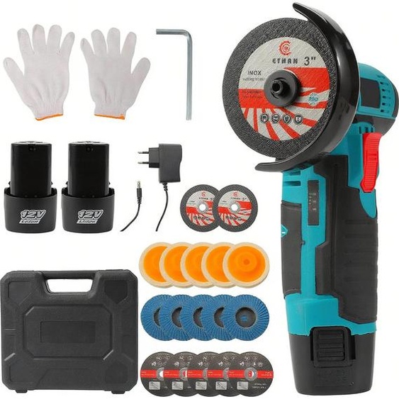 Meuleuse dangle, vitesse élevée 19 500 tr/min, conception conviviale, kit de luxe (2 batteries)