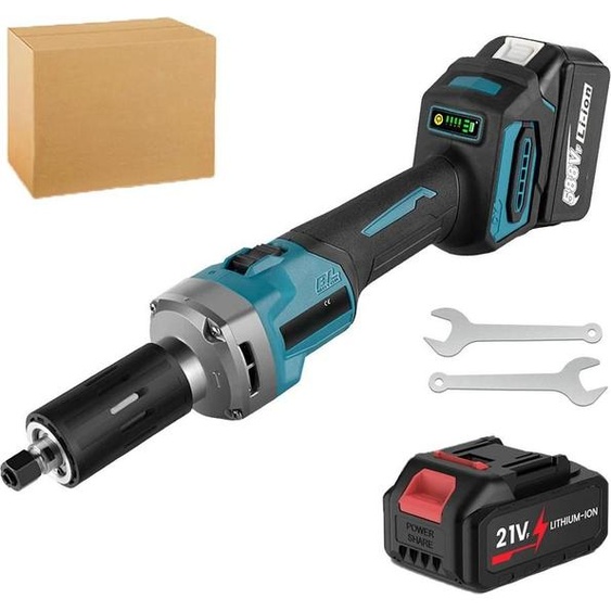 Meuleuse droite / Grinder - Sans balais, alimentée par batterie - 2000 W - 35 000 tr/min - 4 vitesses - Sans batterie - Prise UE - Beige