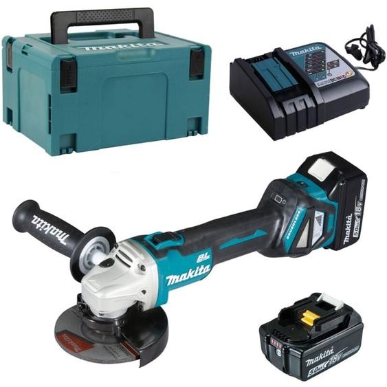 Meuleuse Makita DGA511RTJ - 18V - 5,0Ah - 2 batteries 18V 5 Ah avec chargeur