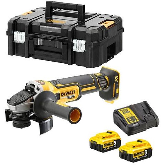 Meuleuse XR 18V 125mm + 2 batteries 5Ah + chargeur + coffret T-STAK - DEWALT - DCG405P2-QW