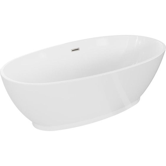 Mexen Baignoire autoportante Bilbao 180 x 90 cm, blanc, bonde en acier inoxydable nickelé - 51311809000-97