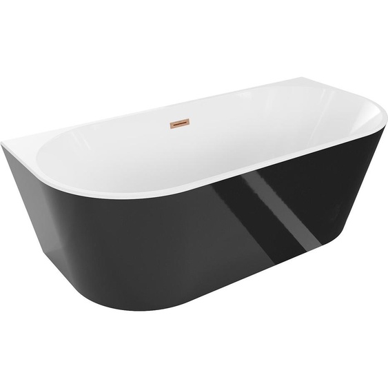 Mexen Baignoire autoportante ovale 170 x 80 cm, blanc/noir, bonde en cuivre brossé - 52671708075-65