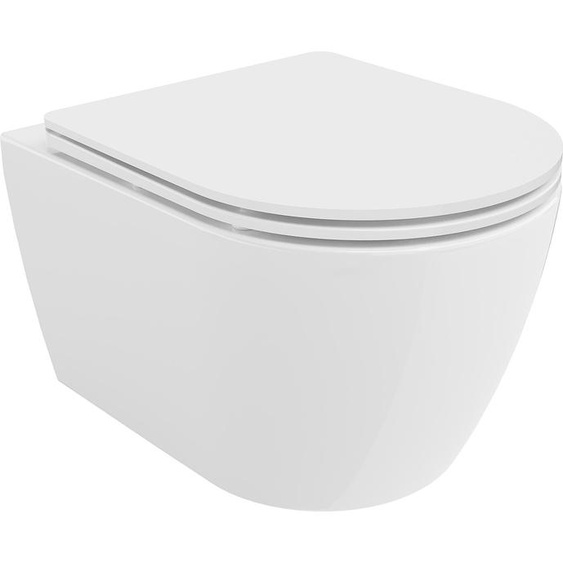 Mexen Carmen Cuvette de WC Rimless Tornado avec abattant Slim à abaissement automatique, en plastique thermodurci, blanc brillant - 30880300T