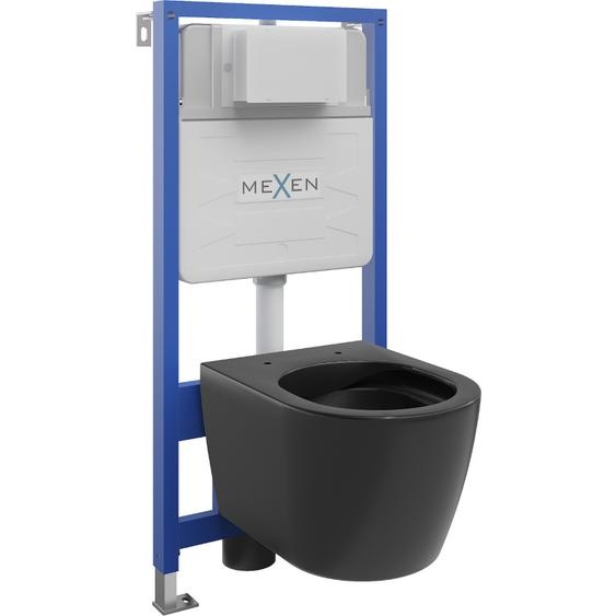 Mexen Ensemble WC sur colonne Felix Slim avec cuvette Carmen, Noir mat - 6103388XX85