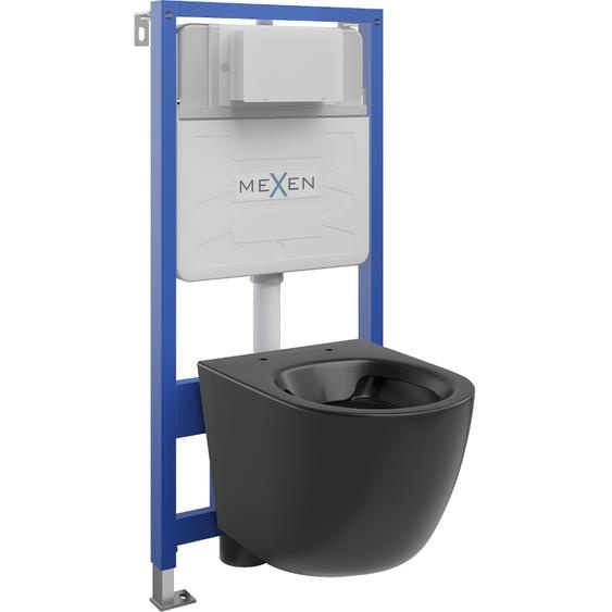 Mexen Ensemble WC sur colonne Felix Slim avec cuvette Lena, Noir mat - 6103322XX85