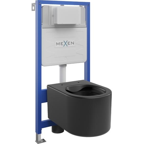 Mexen Ensemble WC sur colonne Felix Slim avec cuvette Sofia, Noir mat - 6103354XX85
