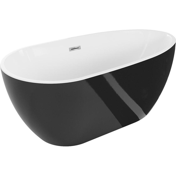 Mexen Eos baignoire autoportante 150 x 75 cm, blanc/noir, revêtement chromé - 52471507575-01