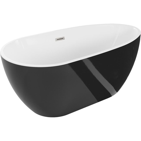 Mexen Eos baignoire autoportante 170 x 75 cm, blanc/noir, bonde en inox brossé - 52471707575-97