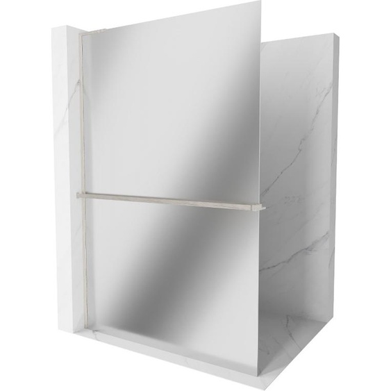 Mexen Kioto+ L paroi de douche avec tablette à poser 110 x 200 cm, miroir, nickel brossé - 800-110-123-97-50