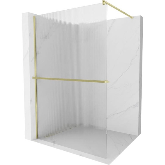Mexen Kioto+ paroi de douche avec étagère Walk-in 140 x 200 cm, transparent, or brossé - 800-140-121-55-09