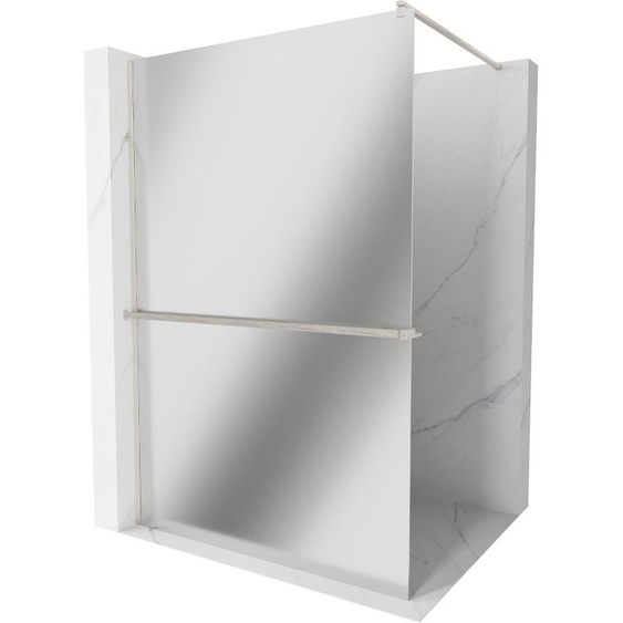 Mexen Kioto+ paroi de douche avec tablette à poser 90 x 200 cm, miroir, nickel brossé - 800-090-121-97-50
