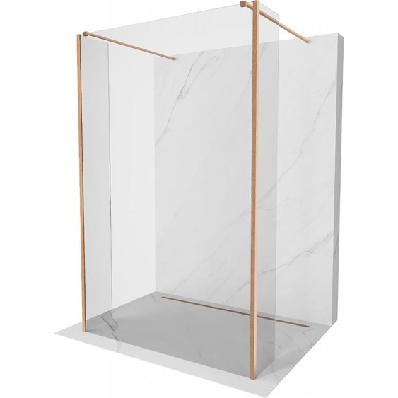 Mexen Kioto Paroi de douche sur pied 140 x 30 x 30 cm, transparent, laiton brossé - 800-140-030-222-65-00-030